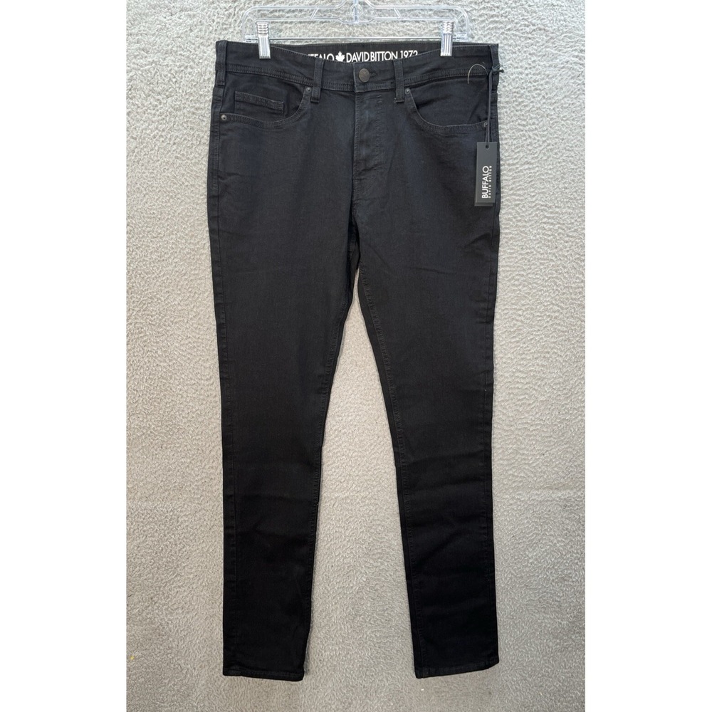 Buffalo David Bitton Jeans Mens 33x34 Black Denim Max-X Skinny Stretch Preppy